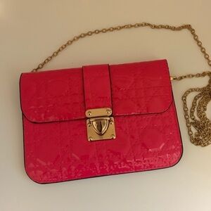 Cross Body Hot Pink Patent Leather Purse